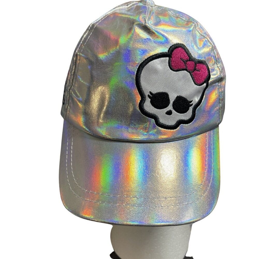 MONSTER HIGH Girls Shiny Silver Cap Logo Skull One Size (4-16) Adjustable NEW